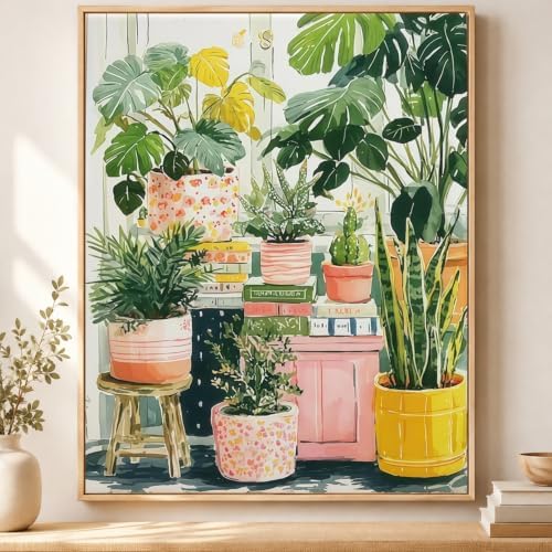 Paint by Numbers Kit for Adults,Green Plants Paint by Number With Frame - Image 4