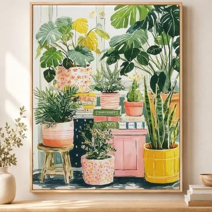 Paint by Numbers Kit for Adults,Green Plants Paint by Number With Frame - Image 4