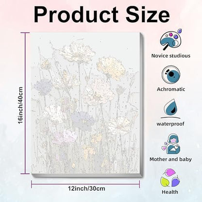 Ausanrl Flowers Framed Paint by Numbers Wooden Easel - Adult Paint by Number Kits on Canvas Framed, Floral Paint by Numbers with Frame,Gifts and Home Wall Decor 12x16inch - Image 4
