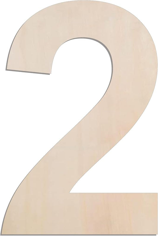 MGTECH 12 Inch Large Wooden Number 2, 1/4 in Thick Big Wood Number for Crafts and Wall Decor
