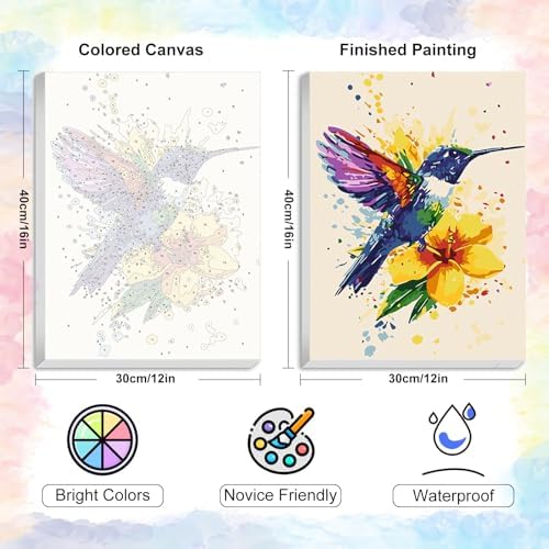 Yezavesu Hummingbird Framed Paint by Numbers Kit for Adults Beginner - Image 3