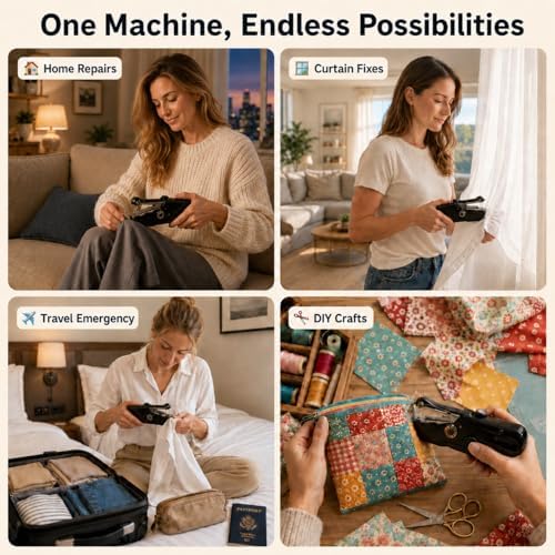 Handheld Sewing Machine for Beginners Adults, Portable Hand Sewing Machine with 42-Piece Kit & Storage Bag, Mini Cordless Electric Stitching Mending Machine, Dual Power Battery & USB, Home Travel DIY - Image 7