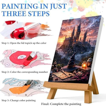 Magic Castle Paint by Numbers Kit for Adults Framed Canvas, Frameworkless - Image 6