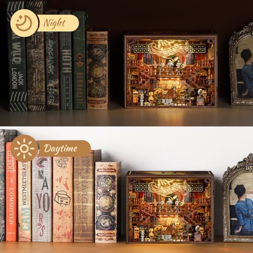 Book Nook Kit – 3D Wooden Puzzle with Interactive LED Lights, DIY Miniature Decor for Adults & Teens, Enchanting Storytelling Bookshelf Insert（Maestro's Study） - Image 6