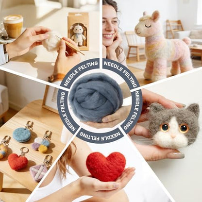 3.4oz Needle Felting Wool Grayish Blue for DIY Needle Craft Enthusiasts - Image 3