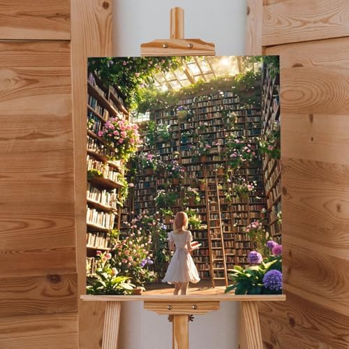 Book Paint by Numbers Kit for Adults Beginner Flowers Oil Painting Kit Adult Paint by Number Kits on Canvas DIY Painting by Numbers for Beginners Book Lover Gifts Home Wall Decor 16x20 Inch - Image 3