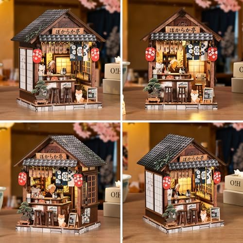 DIY Book Nook Kit with LED Light, Miniature Dollhouse, 3D Wooden Puzzle, Bookshelf Insert Decor Craft Gift (The Mellow Pub) - Image 2