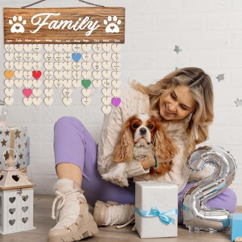 Family Birthday Plaque Tags Wooden Birthday Calendar Board Tags with Rings - Image 6