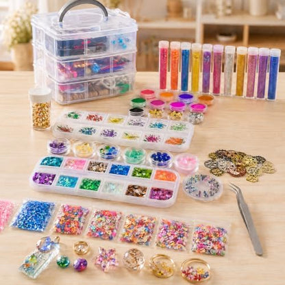 QimYiag 138 Pcs DIY Resin Kit, Epoxy Resin Kit, Resin Jewelry Making Kit Silicone Molds for DIY Crafts Jewelry Making - Image 2
