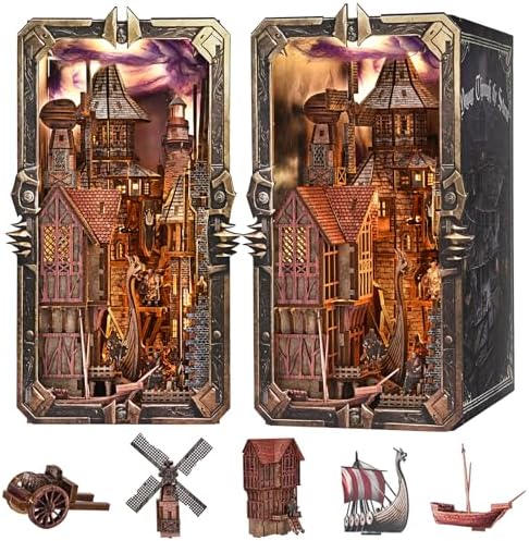 Book Nook Kit - 3D Wooden Puzzle DIY Miniature House Kit, Booknook Craft Bookshelf Decor Gift for Adults (Voyage Through The Storm) by fifijoy