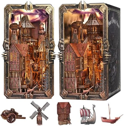 Book Nook Kit - 3D Wooden Puzzle DIY Miniature House Kit, Booknook Craft Bookshelf Decor Gift for Adults (Voyage Through The Storm) by fifijoy
