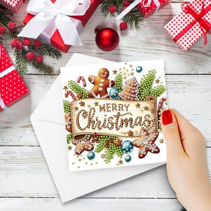 jinglinhh 6pcs Diamond Art Painting Merry Christmas Angel Gifts Tree Greeting Cards with Envelopes, DIY Card Making Kits for Adults, Diamond Art Postcards Christmas Cards Craft Gifts - Image 5