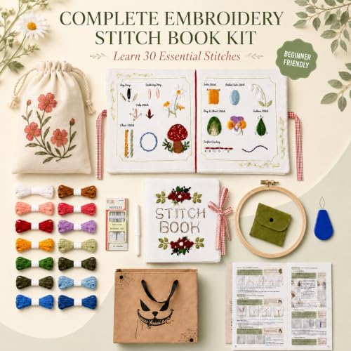 Nyrvexa Embroidery Stitch Book Kit for Beginners,30 Essential Stitches - Image 2