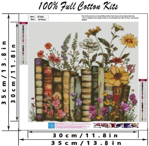 MYBISYMQQ Stamped Cross Stitch Kits - Flower Embroidery Starter Kit for Adult Beginners, Cross Stitch Kits Embroidery Kit Arts and Crafts for Beginners 13.7x13.7 inch - Image 2