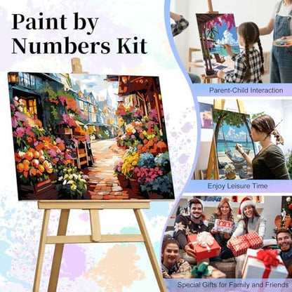 Paint by Numbers Kit for Adults, Flowers Street Number Painting Canvas Kit - Image 7