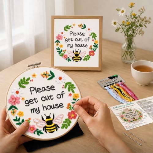 Nuberlic Please Get Out of My House Embroidery Kit, Stitch Craft Set - Image 7