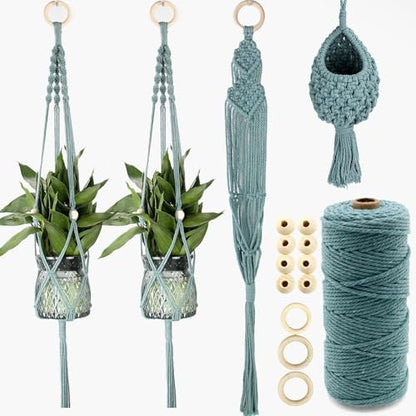BUFANTL Macrame Kit for Beginners, 4-in-1 Plant Hanger Set - DIY Hanging Planter Craft Kit with 3 Tutorials for Home & Garden Decor, Ideal Handmade Gift by Unknown