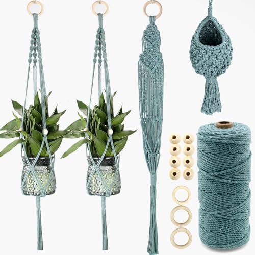 BUFANTL Macrame Kit for Beginners, 4-in-1 Plant Hanger Set - DIY Hanging Planter Craft Kit with 3 Tutorials for Home & Garden Decor, Ideal Handmade Gift by Unknown