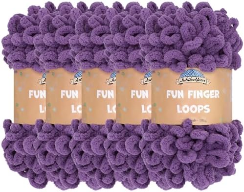 JubileeYarn Fun Finger Loops Yarn - Grape Compote - 5 Skeins by BambooMN