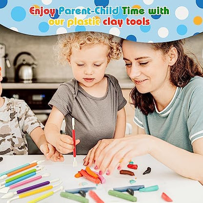 UUSYCUN 9PCS Clay Tools for Kids & Adult, UUSYCUN Plastic Air Dry Clay Tool Kit, Double-Head Sculpting Tools for Pottery, Polymer, Air Dry Clay, Modeling, Shaping, Cake Decoration - Image 2