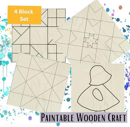 9" Barn Quilt Kit Set of 4 | Dutch Girl, Patchwork Star, HST, Friendship - Image 4