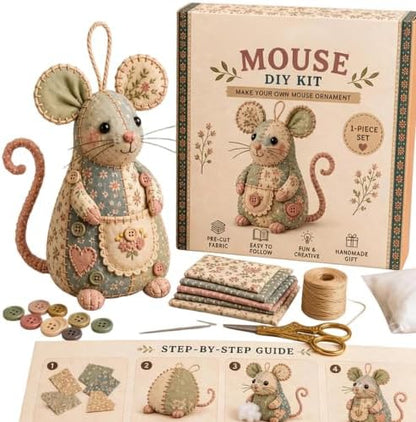 Embroidery Maker Kit with Buttons Mouse Ornament - Image 6