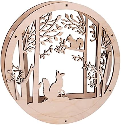 Rayher Wood Building Kit for 3D Wreath with Fox and Squirrel Design, Seasonal DIY Wood Craft Set with 9 slot-together Pieces, Diameter 30cm, natural wood, 63156505 - Image 3