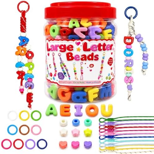 Kasmena 460Pcs Chunky Large Letter Beads DIY Keychain & Bracelet Making Kit by Kasmena
