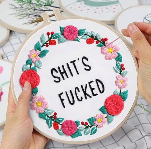 Louise Maelys Funny Floral Embroidery Kit for Beginners DIY Decor - Image 5