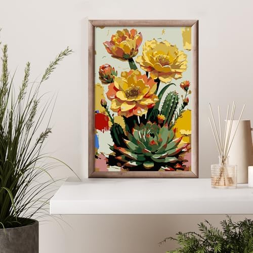 Framed Paint by Numbers Kit for Adults Beginner & Kids Ages 8-12, Flowers Plant Paint by Numbers with frame, without Easel, DIY Acrylic Number Painting for Adults for Home Decor Gift 8 x 12 Inch - Image 3