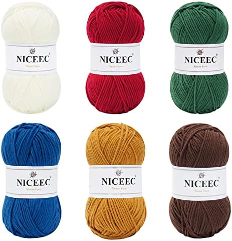NICEEC 300g Soft Assorted Colors Yarn 100% Acrylic 870yds -Xmas by NICEEC