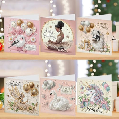 FRANDEK 6pcs Birthday Party DIY Diamond Art Greeting Cards for Adults - Image 5