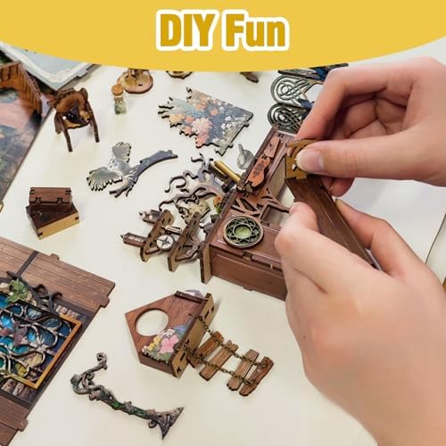 DIY Book Nook Kit,DIY Dollhouse Booknook Bookshelf Insert Decor,3D Wooden Puzzles with LED Dust Cover,Book Nook Miniature Kit,Birthday Halloween Home Decor for Teens Adult-Insects Story - Image 5
