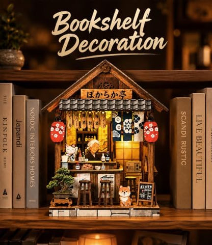 Book Nook Kit DIY Miniature House with LED Lights, 3D Wooden Puzzle Tavern for Adults, Mini Dollhouse Building Kit, Creative Home Decor Gift for Women & Men - Image 6