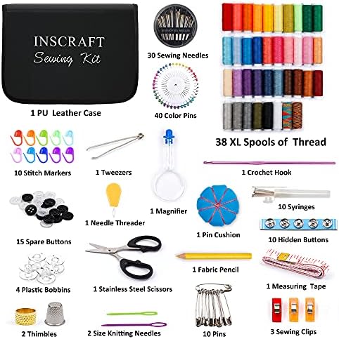 Sewing Kit, 182 Premium Sewing Supplies, 38 XL Thread Spools, Suitable for Traveller, Adults, Kids, Beginner, Emergency, DIY and Home By Inscraft - Image 2