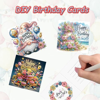 12 Packs Diamond Art Cards Kit, Diamond Painting Greeting Cards with Envelopes, DIY Card Making Kits for Adults, Gifts for Families, Friends, Partners (Birthday) - Image 5