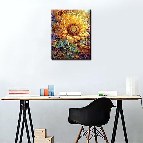 TUMOVO Blooming Sunflowers Paint By Numbers For Adults Beginner Wildflowers Field DIY Acrylic Canvas Girls Bedroom Decor Painting Kits Landscape Art 16x20 Inch Gift (Without Frame ) - Image 2