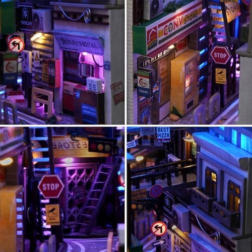Spilay DIY Book Nook Kit, DIY Dollhouse Booknook Bookshelf Insert Decor Alley, Bookends Model Build-Creativity Kit with LED Light for Teens and Adults Birthday TC36 - Image 5