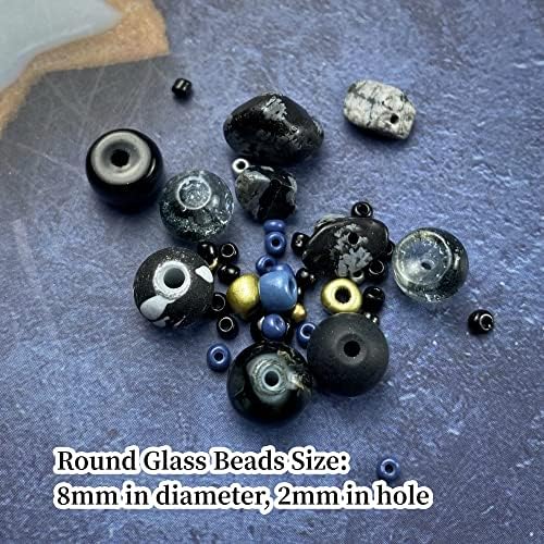 Assorted Glass Resin Beads Multi Size Colors Smooth Cracked Gravel Millet Spacer Beads for Bracelets Necklace Earring DIY Jewelry Making Craft(Black Series) - Image 3
