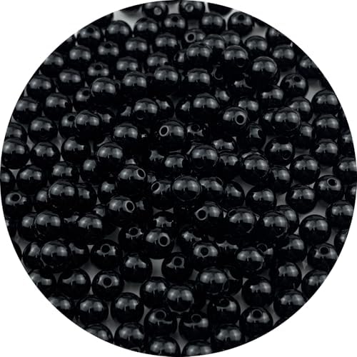 200pcs Acrylic Round Beads for Crafts 10mm Resin Candy Color Spacer Beads with Hole for Jewelry Making Sewing Crafts Decoration Necklaces Bracelets Earrings Supplies(Black) by Unknown
