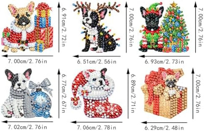 Sulunmo Diamond Painting Keychain Kits 5D DIY Diamond Art Pendants Double Sided Hanging Key Chains for Christmas Party Decoration DIY(6Pcs Christmas Dog Set-31) - Image 5