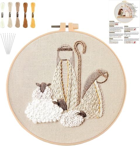 YOUDRN Nativity Scene Embroidery kit, Christmas Shepherds Embroidery Kits by YOUDRN