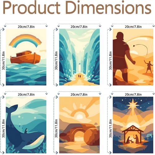 Clendo 6 Packs Paint by Numbers Kit for Adults, Bible Adult Paint by Number Kits on Canvas Without Frame, DIY Oil Painting for Home Decor Gift 8” W x 12”L - Image 2