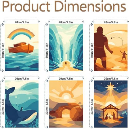 Clendo 6 Packs Paint by Numbers Kit for Adults, Bible Adult Paint by Number Kits on Canvas Without Frame, DIY Oil Painting for Home Decor Gift 8” W x 12”L - Image 2