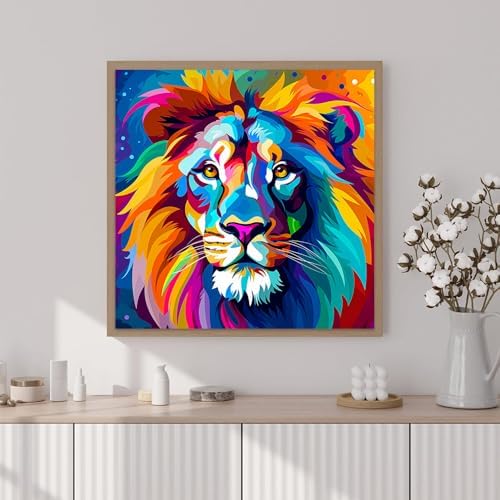 Artunion Framed Paint by Numbers Kit for Adults Beginners & Kids Ages 8-12,Colorful Lion Paint by Number with Frame,Easy Animal Paint by Numbers Kit on Canvas 10 * 10 Inch Without Easel - Image 2