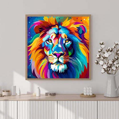 Artunion Framed Paint by Numbers Kit for Adults Beginners & Kids Ages 8-12,Colorful Lion Paint by Number with Frame,Easy Animal Paint by Numbers Kit on Canvas 10 * 10 Inch Without Easel - Image 2
