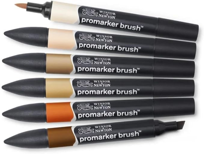 Winsor & Newton ProMarker Brush Set, 6 Count, Skin Tones