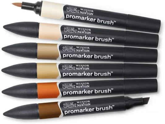 Winsor & Newton ProMarker Brush Set, 6 Count, Skin Tones