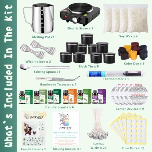 FAIRYELF Candle Making Kit for Adults, Soy Wax & Wax Melter, DIY Candle Kit - Image 2