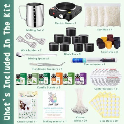 FAIRYELF Candle Making Kit for Adults, Soy Wax & Wax Melter, DIY Candle Kit - Image 2